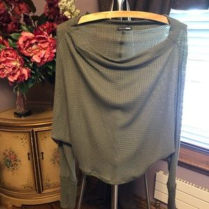 Off the Shoulder Green Sweater